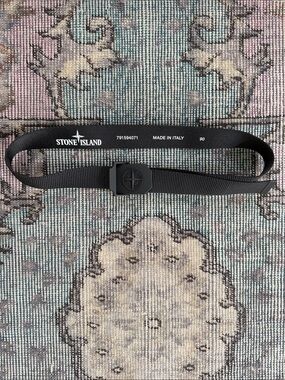 Stone Island Black Nylon Webbing Belt with Compass Buckle